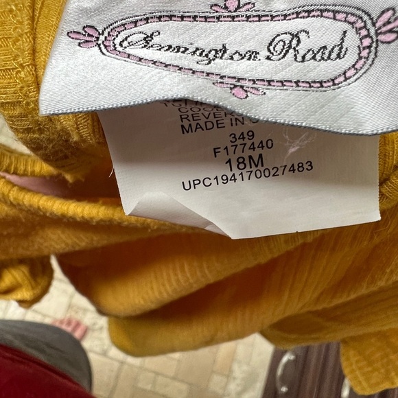 Searingtown Road 18M Mustard Yellow Ruffle Long Sleeve Onesie Bodysuit - Picture 5 of 5